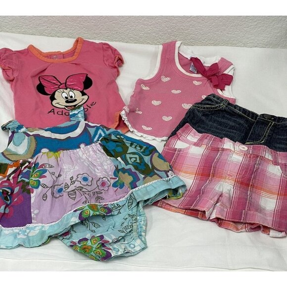 5 Piece LOT Baby Girl Clothes 6-9 Months GreenDog Disney Place Pink Minnie Bundl